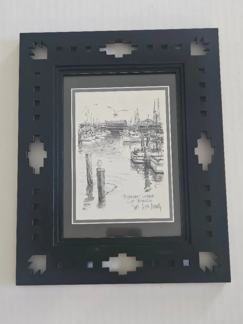 Vintage 1977 Don Davey Fisherman's Wharf San Francisco Signed Lithograph Framed